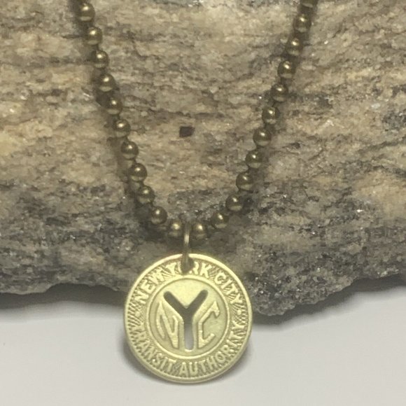 COPY - NYC 1953 New York City Subway transit token pendant Manhattan Necklace G… - Picture 3 of 12